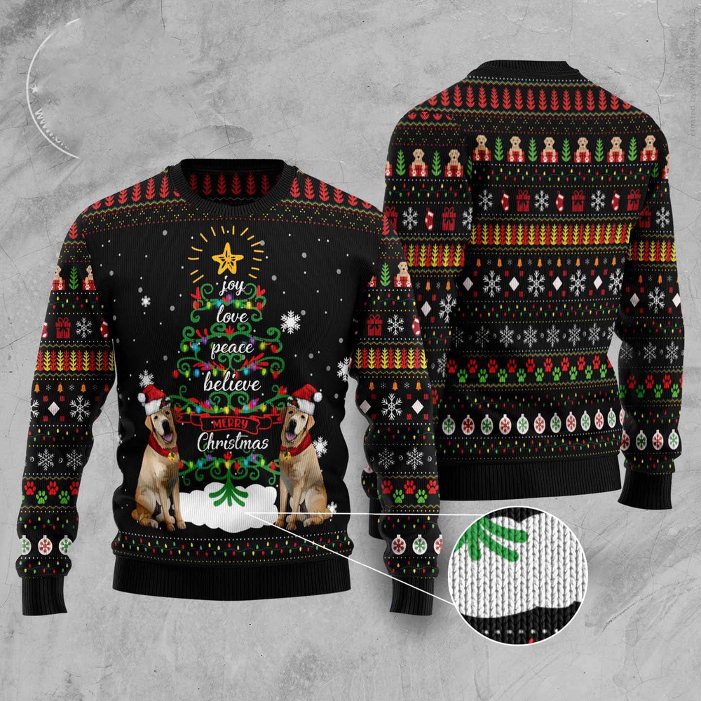 Labrador Retriever IJoy Love Peace Believe Merry Christmas Ugly Christmas Sweater, Dog Ugly Christmas Sweater, Ugly Dog Sweaters Labrador Retriever IJoy Love Peace Believe Merry Christmas Ugly Christmas Sweater, Dog Ugly Christmas Sweater, Ugly Dog Sweaters