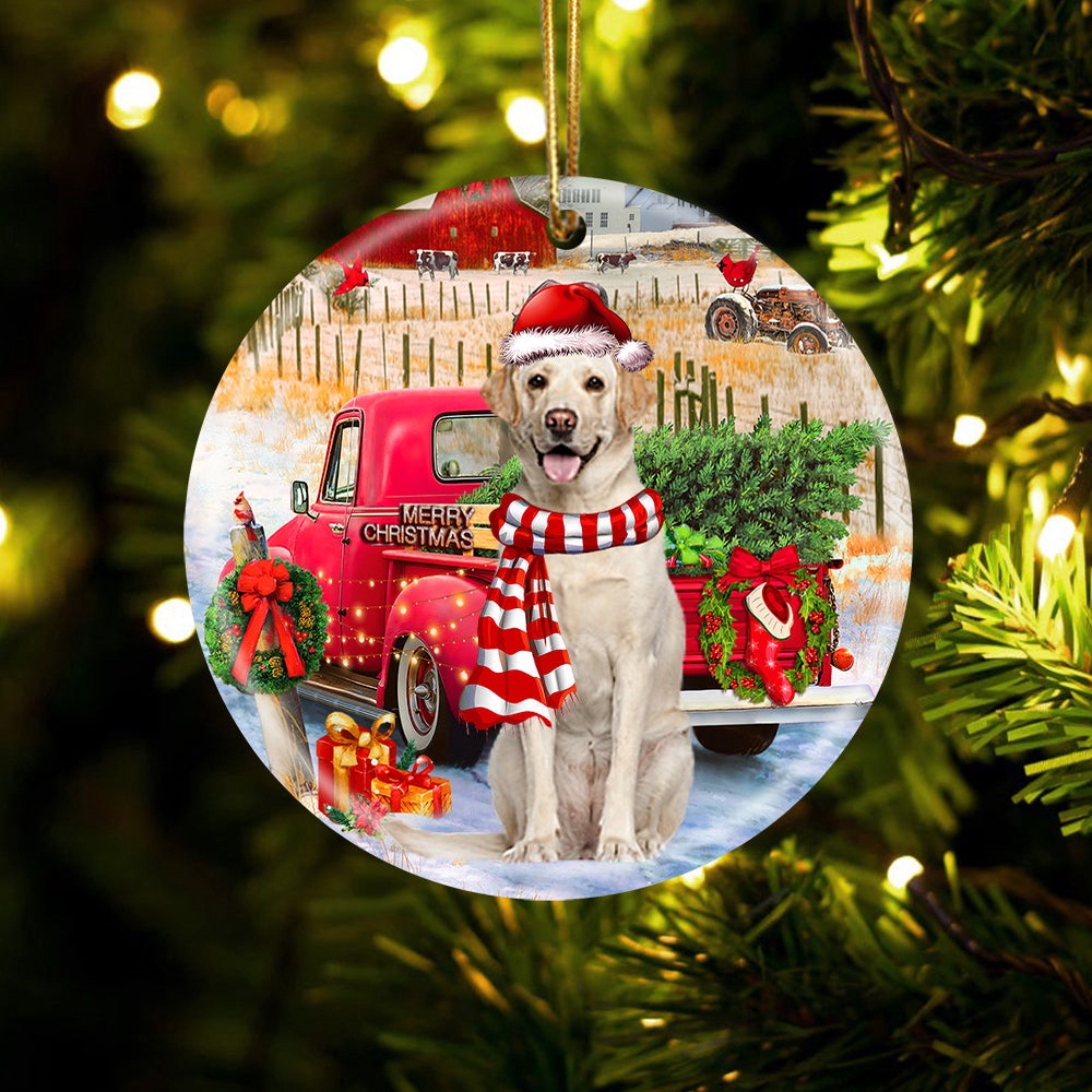 Labrador Retriever With Red Truck Christmas Ornament, Christmas Ornament, Dog Ornament, Xmas Dog Ornaments Labrador Retriever With Red Truck Christmas Ornament, Christmas Ornament, Dog Ornament, Xmas Dog Ornaments