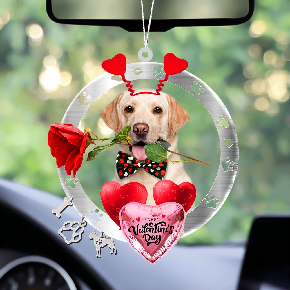 Labrador Retriever With Rose & Heart Balloon Ornament, Christmas Ornament, Dog Ornament, Xmas Dog Ornaments Labrador Retriever With Rose & Heart Balloon Ornament, Christmas Ornament, Dog Ornament, Xmas Dog Ornaments