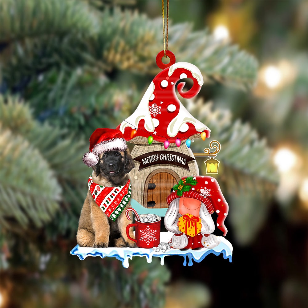 Leonberger With Mushroom House Christmas Ornament, Christmas Ornament, Dog Ornament, Xmas Dog Ornaments Leonberger With Mushroom House Christmas Ornament, Christmas Ornament, Dog Ornament, Xmas Dog Ornaments
