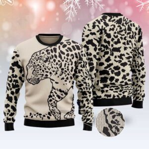 Leopard Pattern Ugly Christmas Sweater, Christmas Sweater,…