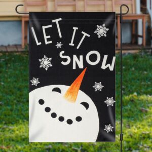 Let It Snow Snowman Black Christmas Garden…