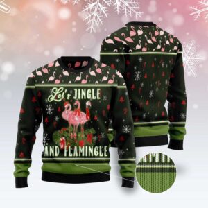 Let’S Jingle And Flamingle Ugly Christmas Sweater,…
