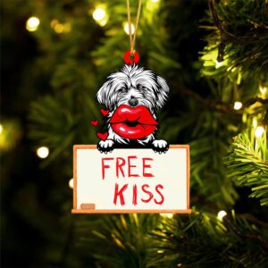 Lhasa-Apso Free Kiss Christmas Ornament, Christmas Ornament,…