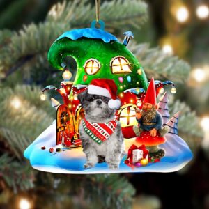 Lhasa Apso With Rudolph’s House Christmas Ornament,…