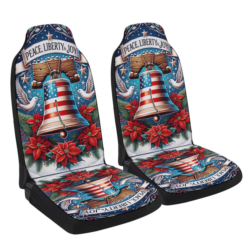 Liberty Bell Christmas Seat Cover Cars, Christmas Car Seat Cover, Car Seat Cover