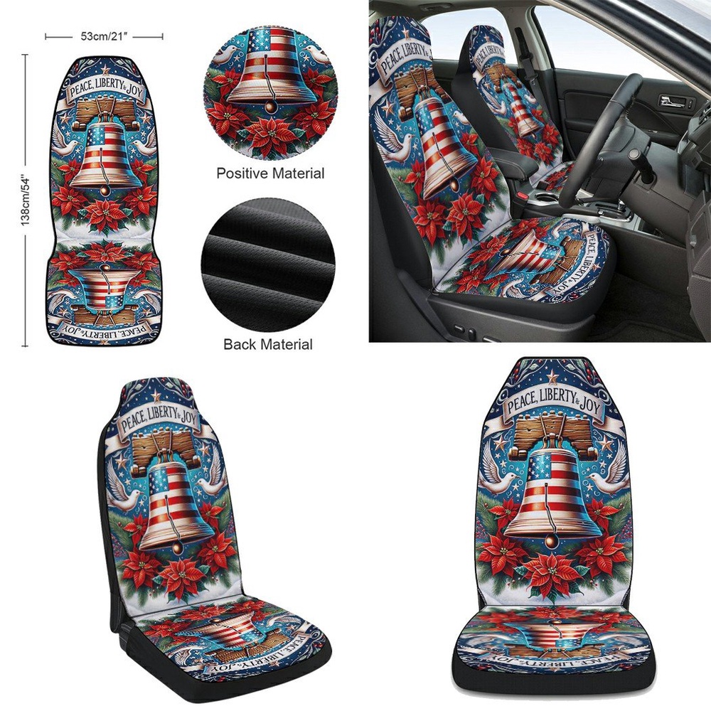 Liberty Bell Christmas Seat Cover Cars, Christmas Car Seat Cover, Car Seat Cover