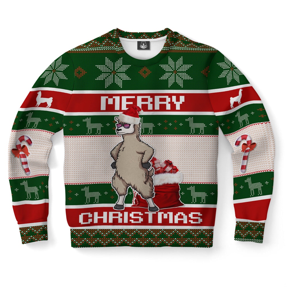 Llama Santa Ugly Christmas Sweater, Christmas Sweater, Ugly Sweater, Funny Xmas Sweaters