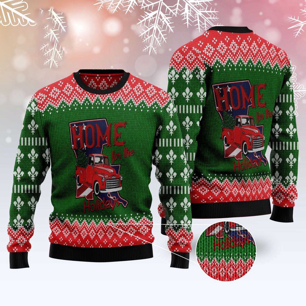 Louisiana Home For Christmas All Over Print Ugly Christmas Sweater, Christmas Sweater, Ugly Sweater, Funny Xmas Sweaters