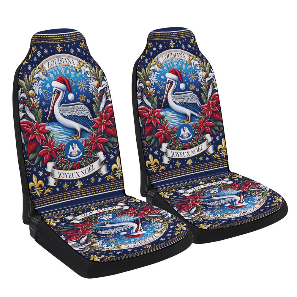 Louisiana Joyeux Noyl Pelican Feliz Navidad Christmas Seat Cover Cars, Christmas Car Seat Cover, Car Seat Cover Louisiana Joyeux Noyl Pelican Feliz Navidad Christmas Seat Cover Cars, Christmas Car Seat Cover, Car Seat Cover