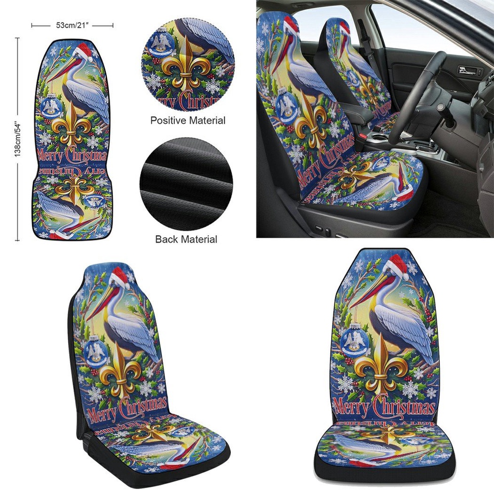 Louisiana Pelican Christmas Seat Cover Cars, Christmas Car Seat Cover, Car Seat Cover