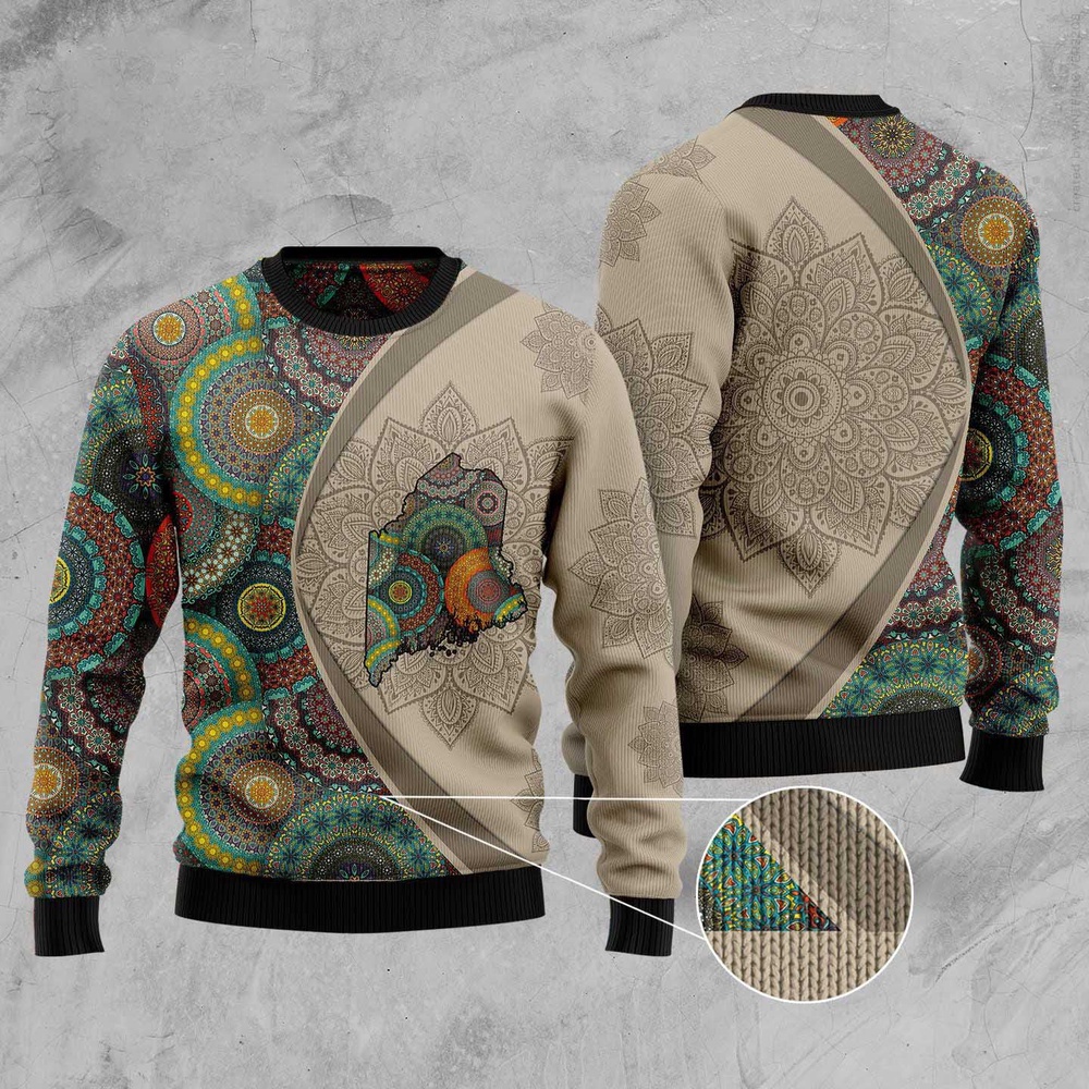 Maine Mandala Ugly Christmas Sweater, Christmas Sweater, Ugly Sweater, Funny Xmas Sweaters Maine Mandala Ugly Christmas Sweater, Christmas Sweater, Ugly Sweater, Funny Xmas Sweaters