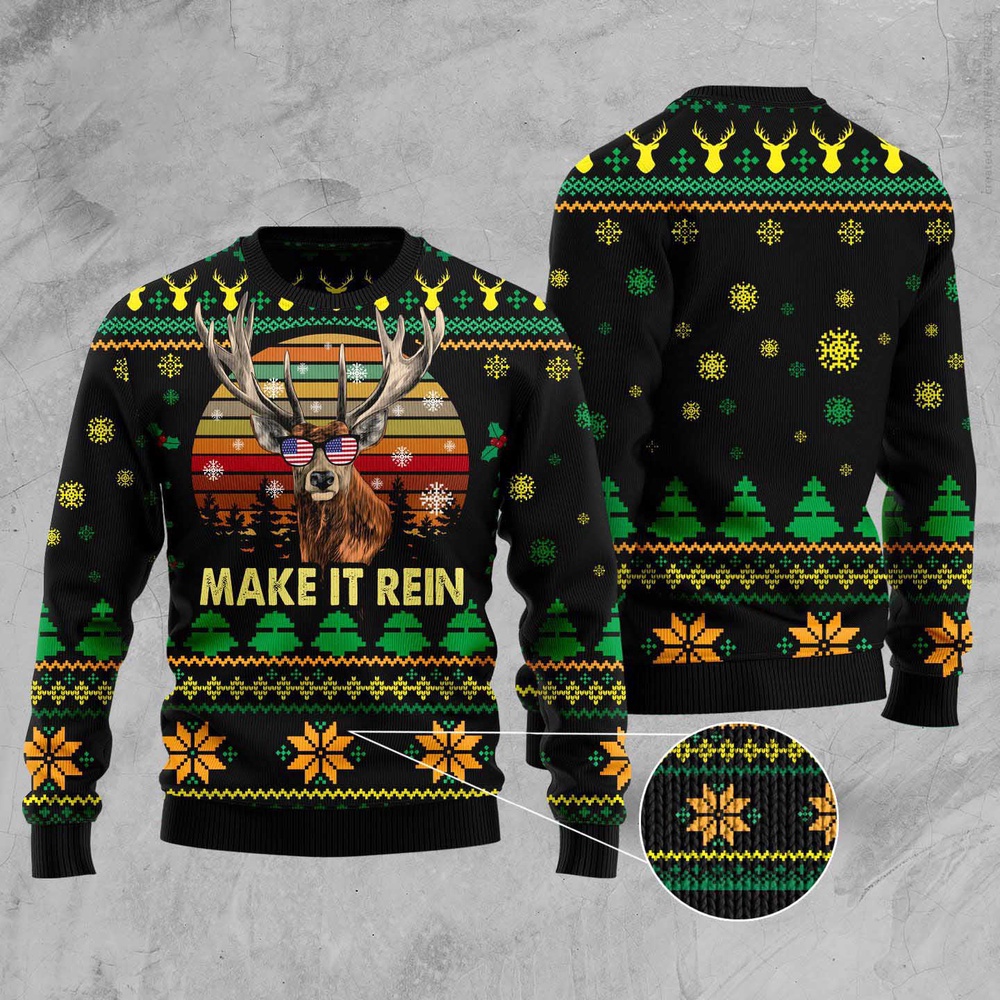 Make It Rein Ugly Christmas Sweater, Christmas Sweater, Ugly Sweater, Funny Xmas Sweaters Make It Rein Ugly Christmas Sweater, Christmas Sweater, Ugly Sweater, Funny Xmas Sweaters