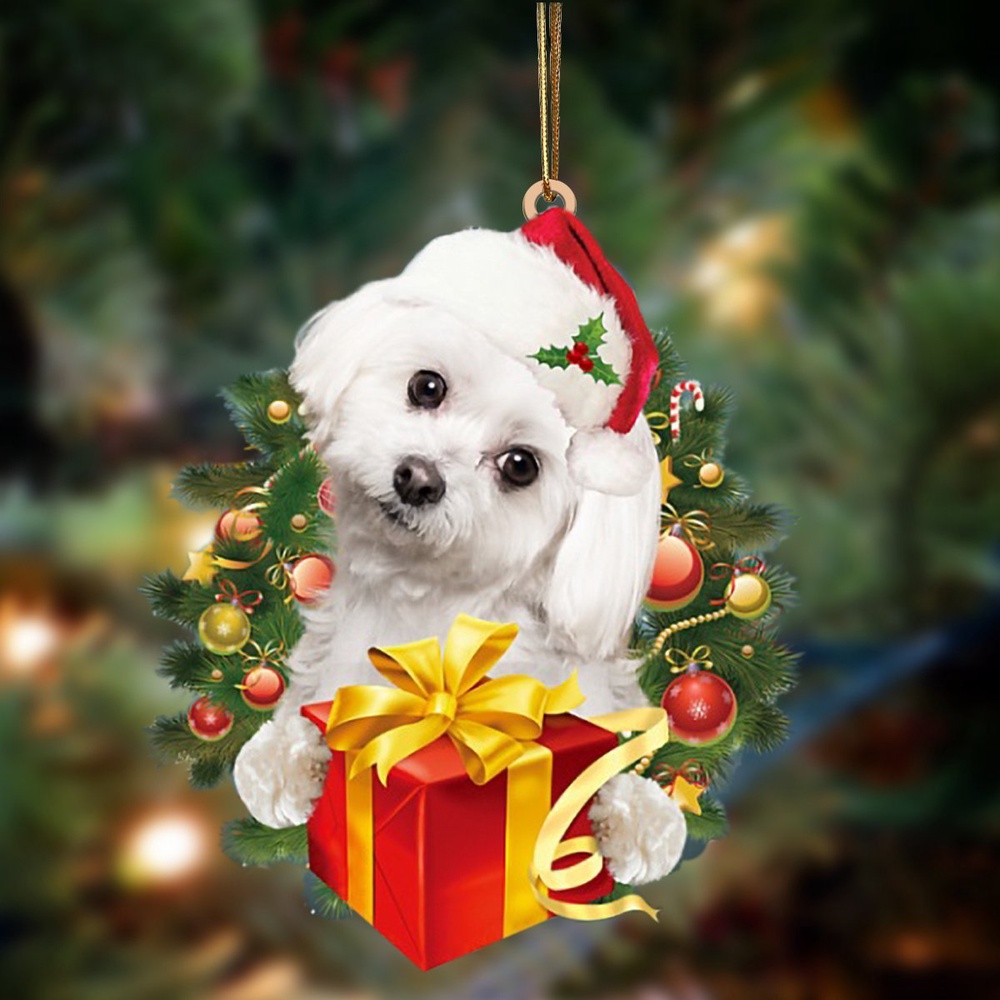Maltese-Dogs give gifts Hanging Ornament, Christmas Ornament, Dog Ornament, Xmas Dog Ornaments Maltese-Dogs give gifts Hanging Ornament, Christmas Ornament, Dog Ornament, Xmas Dog Ornaments