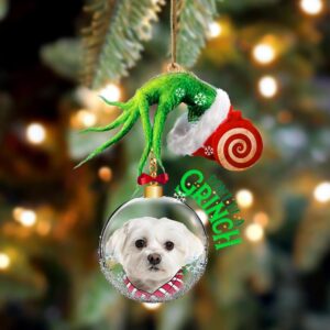 Maltese Don’t Be A Grinch Christmas Ornament,…