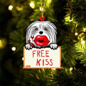 Maltese Free Kiss Christmas Ornament, Christmas Ornament,…