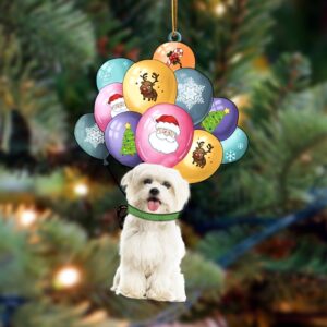 Maltese With Balloons Christmas Ornament, Christmas Ornament,…