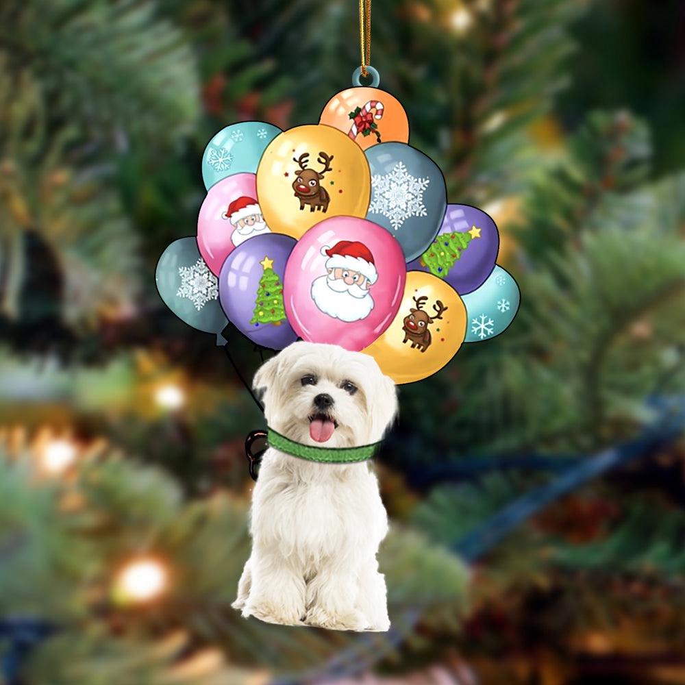 Maltese With Balloons Christmas Ornament, Christmas Ornament, Dog Ornament, Xmas Dog Ornaments Maltese With Balloons Christmas Ornament, Christmas Ornament, Dog Ornament, Xmas Dog Ornaments
