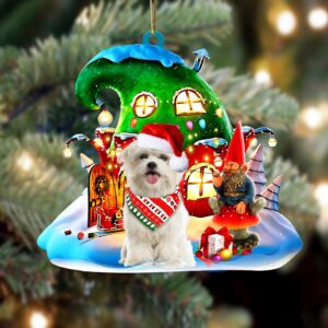 Maltese With Rudolph’s House Christmas Ornament, Christmas…