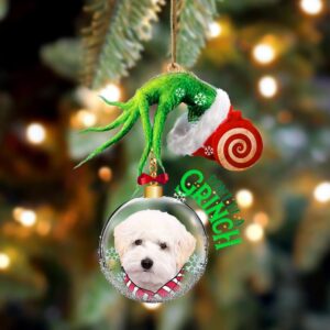 Maltipoo Don’t Be A Grinch Christmas Ornament,…