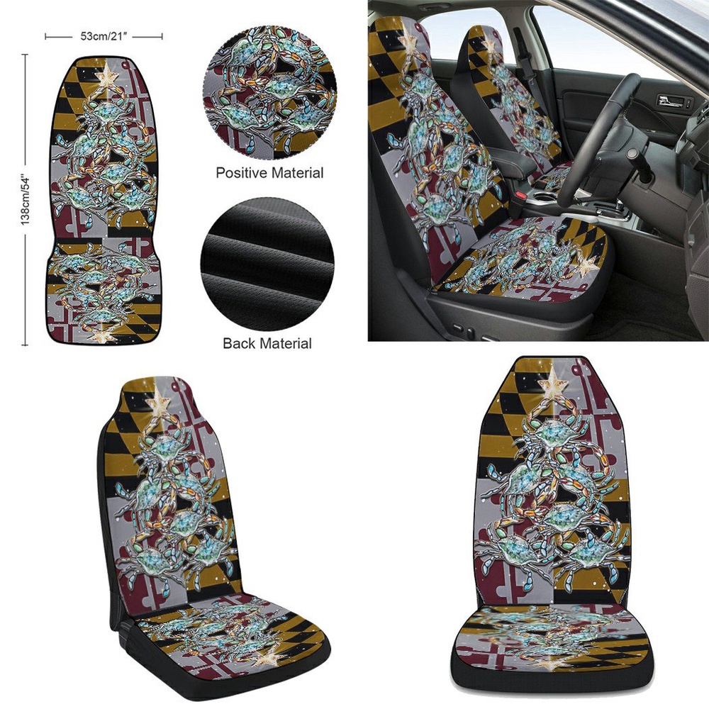Maryland Blue Crab Christmas Seat Cover Cars, Christmas Car Seat Cover, Car Seat Cover