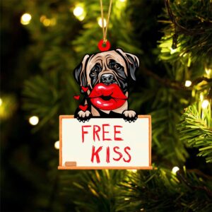 Mastiff Free Kiss Christmas Ornament, Christmas Ornament,…