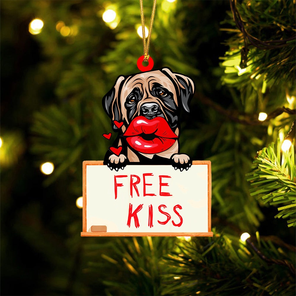 Mastiff Free Kiss Christmas Ornament, Christmas Ornament, Dog Ornament, Xmas Dog Ornaments Mastiff Free Kiss Christmas Ornament, Christmas Ornament, Dog Ornament, Xmas Dog Ornaments