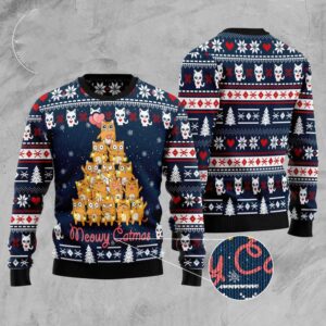 Meowy Catmas Ugly Christmas Sweater, Christmas Cat…