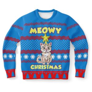Meowy Christmas Cat Ugly Christmas Sweater, Christmas…