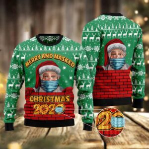 Merry And Masked Ugly Christmas Sweater, Christmas…