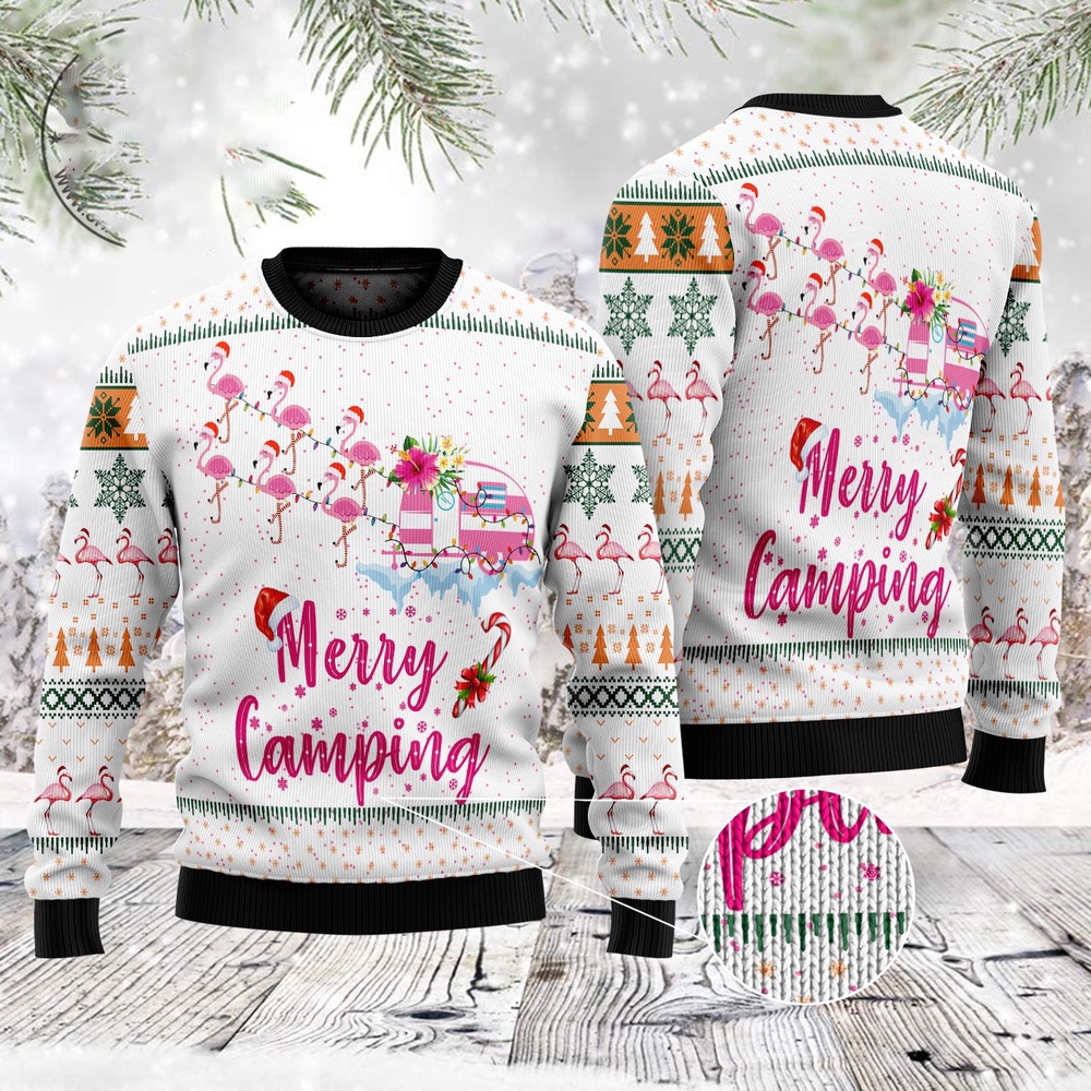 Merry Camping Flamingo Ugly Christmas Sweater, Christmas Sweater, Ugly Sweater, Funny Xmas Sweaters Merry Camping Flamingo Ugly Christmas Sweater, Christmas Sweater, Ugly Sweater, Funny Xmas Sweaters