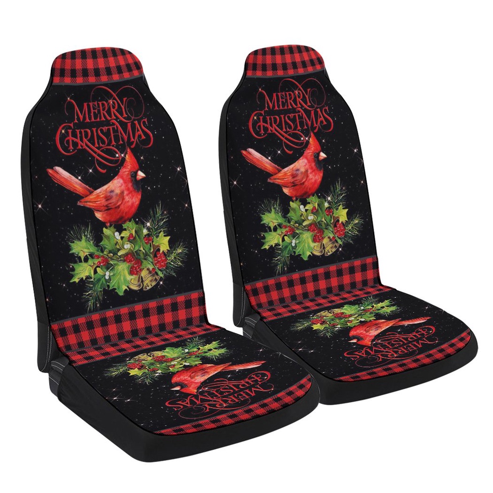 Merry Christmas Cardinal Seat Cover Cars, Christmas Car Seat Cover, Car Seat Cover