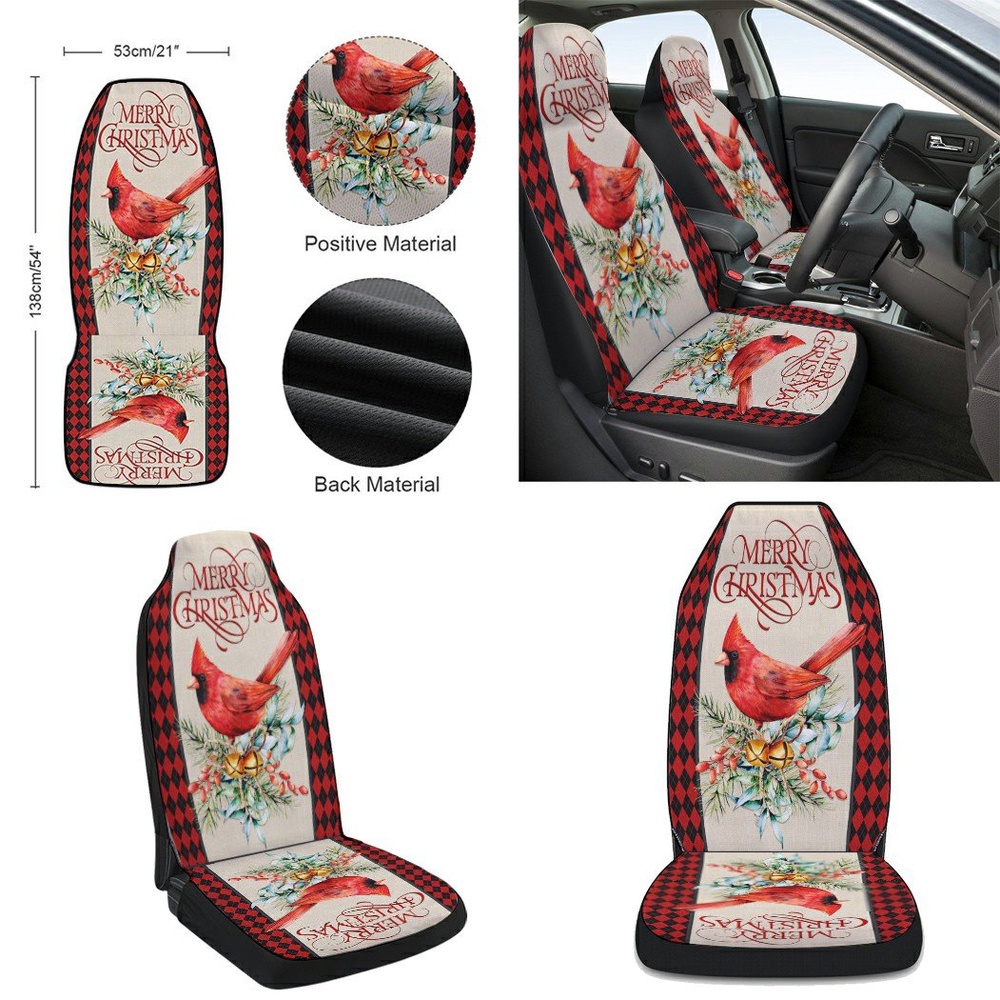 Merry Christmas Cardinal Seat Cover Cars, Christmas Car Seat Cover, Car Seat Cover