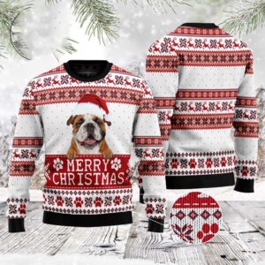 Merry Christmas Cute Bulldog Ugly Christmas Sweater,…