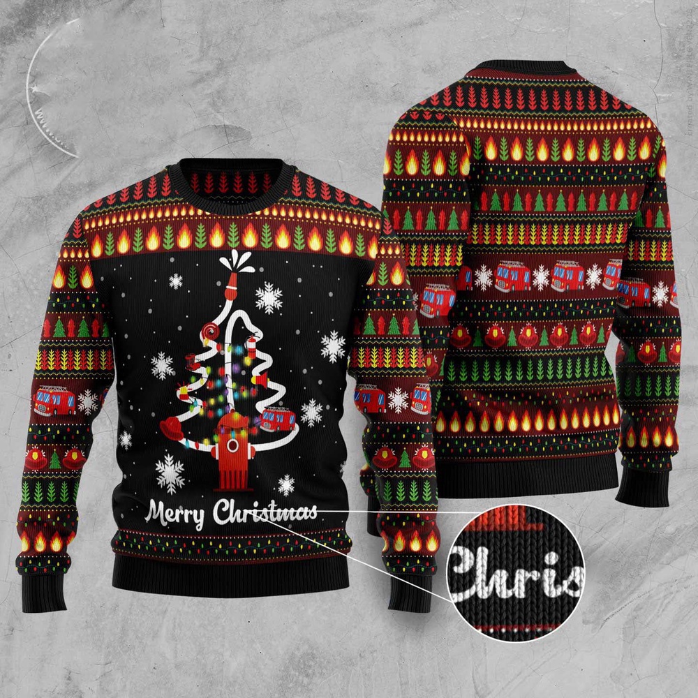 Merry Christmas Firefighter Ugly Christmas Sweater, Christmas Sweater, Ugly Sweater, Funny Xmas Sweaters Merry Christmas Firefighter Ugly Christmas Sweater, Christmas Sweater, Ugly Sweater, Funny Xmas Sweaters