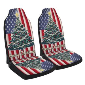 Merry Christmas Tree American flag Seat Cover…