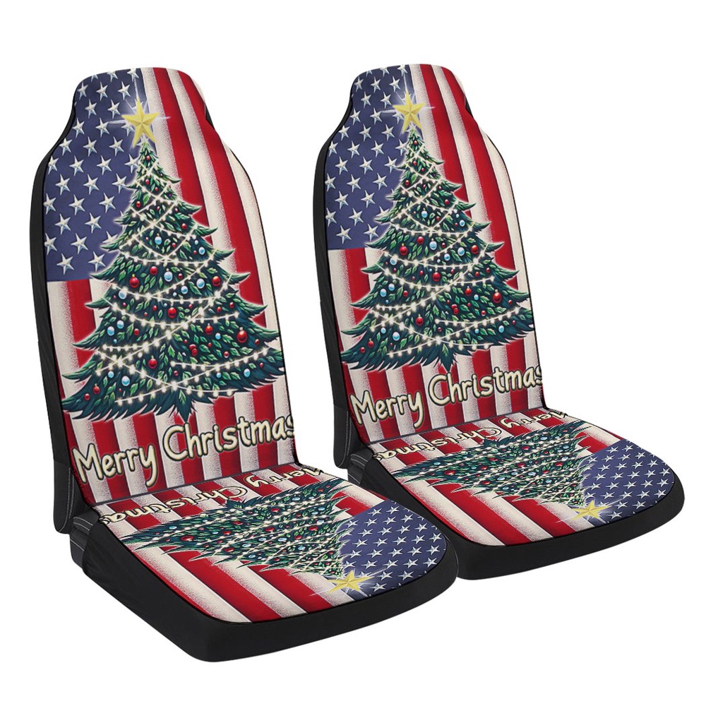 Merry Christmas Tree American flag Seat Cover Cars, Christmas Car Seat Cover, Car Seat Cover Merry Christmas Tree American flag Seat Cover Cars, Christmas Car Seat Cover, Car Seat Cover
