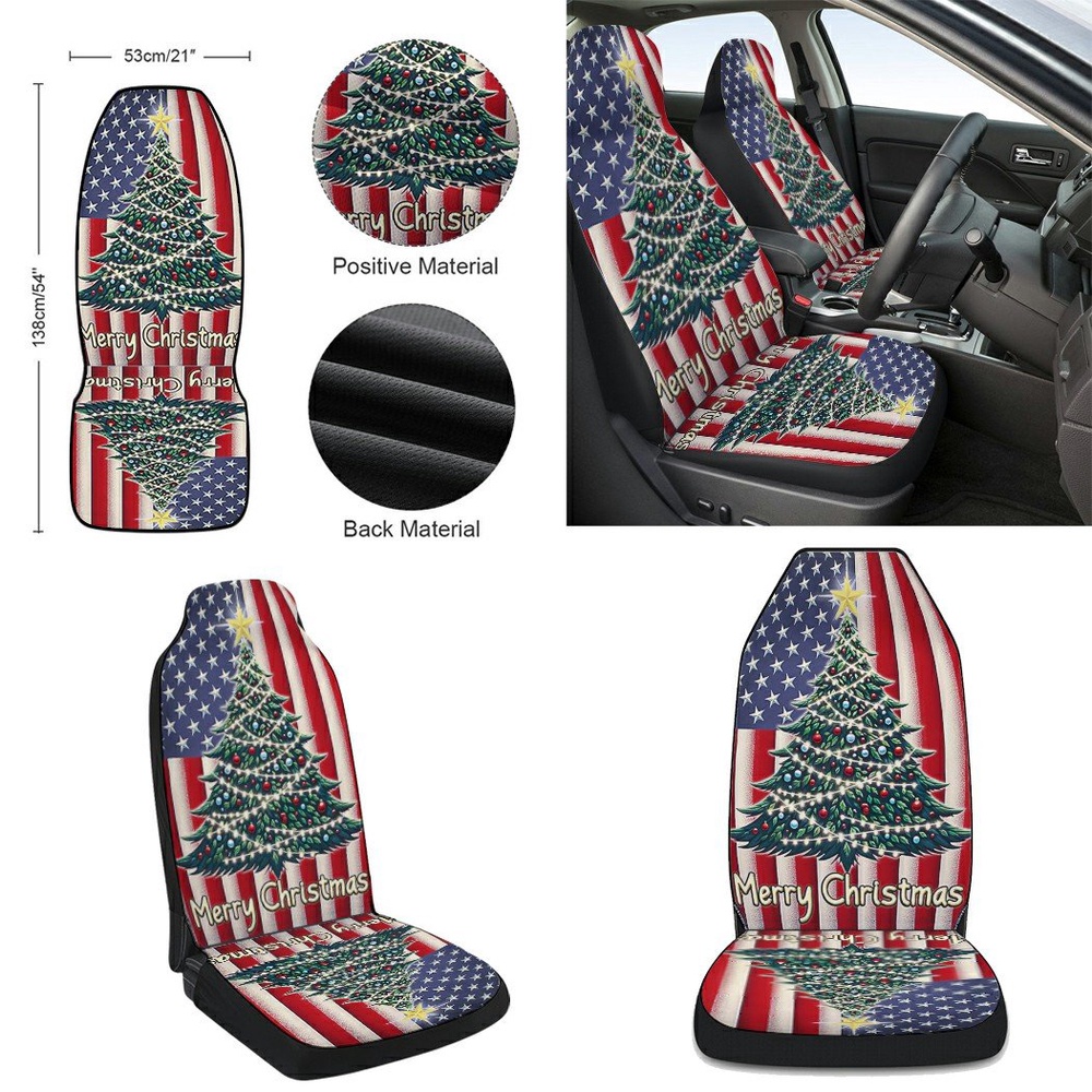 Merry Christmas Tree American flag Seat Cover Cars, Christmas Car Seat Cover, Car Seat Cover Merry Christmas Tree American flag Seat Cover Cars, Christmas Car Seat Cover, Car Seat Cover