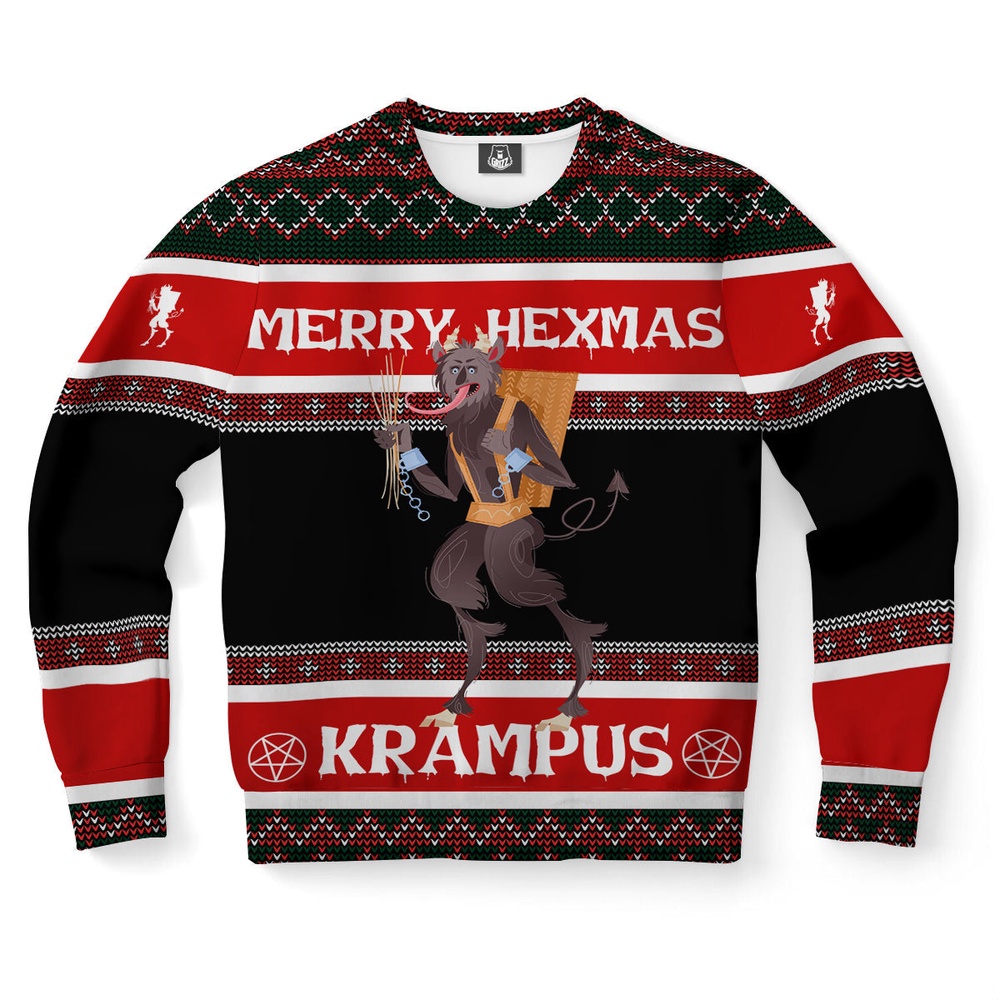 Merry Hexmas Krampus Ugly Christmas Sweater, Christmas Sweater, Ugly Sweater, Funny Xmas Sweaters Merry Hexmas Krampus Ugly Christmas Sweater, Christmas Sweater, Ugly Sweater, Funny Xmas Sweaters