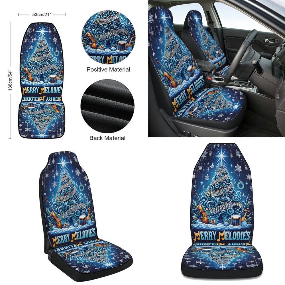 Merry Melodies Music Christmas Seat Cover Cars, Christmas Car Seat Cover, Car Seat Cover