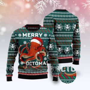 Merry Octomas Ugly Christmas Sweater, Christmas Sweater,…