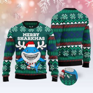 Merry Sharkmas Ugly Christmas Sweater, Christmas Sweater,…