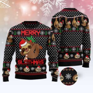 Merry Slothmas Ugly Christmas Sweater, Christmas Sweater,…