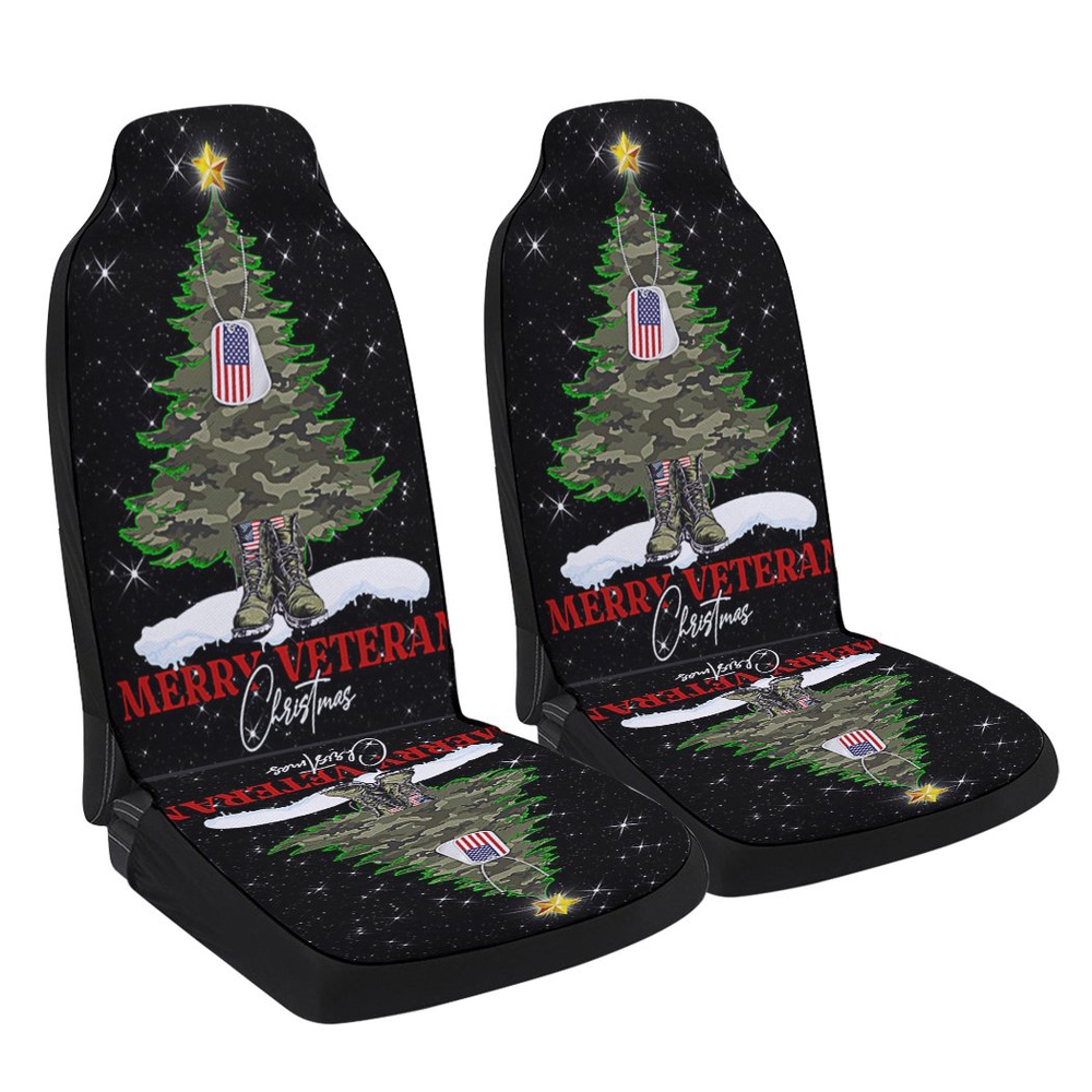 Merry Veteran Christmas Seat Cover Cars, Christmas Car Seat Cover, Car Seat Cover