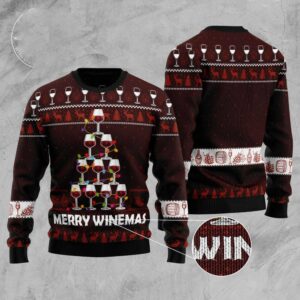 Merry Winemas Christmas Tree Ugly Christmas Sweater,…