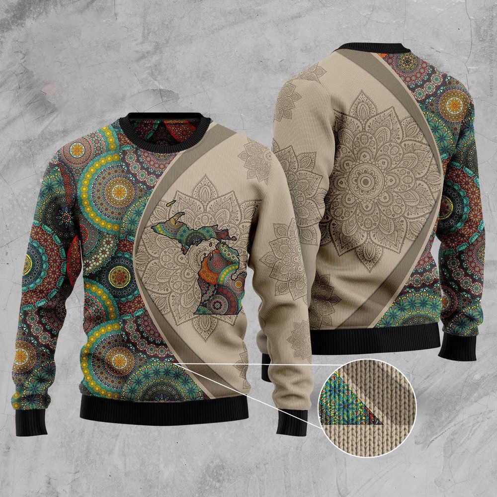 Michigan Mandala Funny Ugly Christmas Sweater, Christmas Sweater, Ugly Sweater, Funny Xmas Sweaters Michigan Mandala Funny Ugly Christmas Sweater, Christmas Sweater, Ugly Sweater, Funny Xmas Sweaters