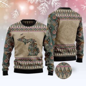 Michigan Mandala Ugly Christmas Sweater, Christmas Sweater,…