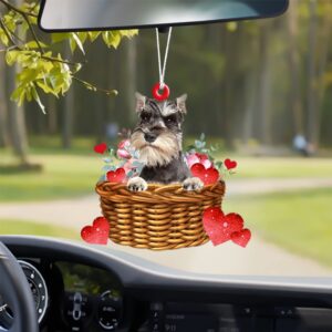 Miniature-Schnauzer With Rose & Heart Ornament, Christmas…