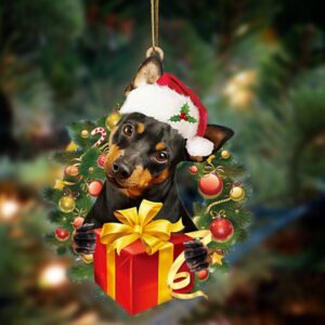Miniature Pinscher-Dogs give gifts Hanging Ornament, Christmas…