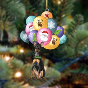Miniature Pinscher With Balloons Christmas Ornament, Christmas…